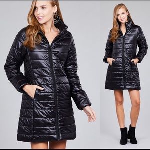 NWT Long, Black Quilted Puffer Jacket